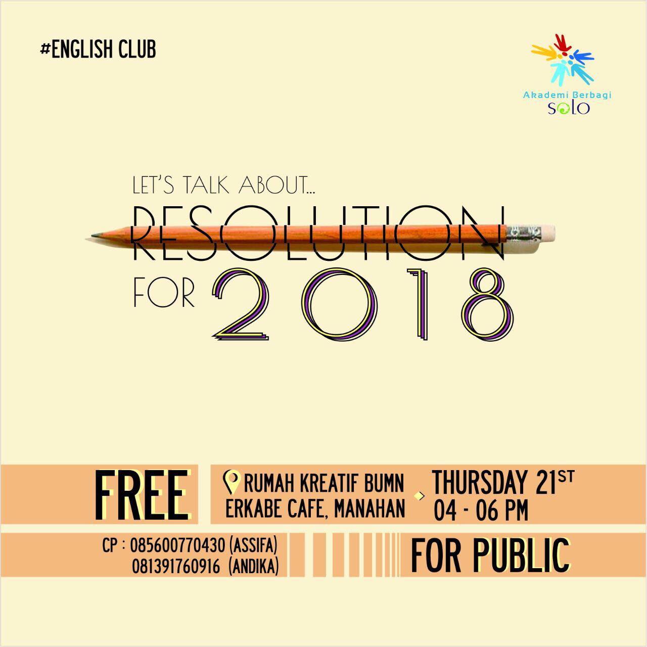 Solo: #EnglishClub – Let’s Talk About Resolution For 2018 
